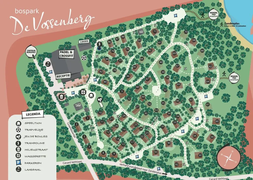 Plattegrond Bospark de Vossenberg. Ons huisje heeft nummer 58.