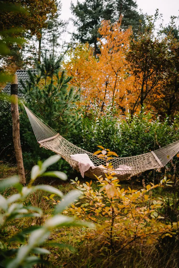 hangmat tuin Vakantiehuis Vosje op de Veluwe